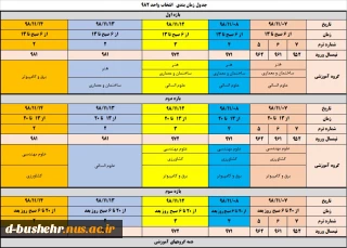 جدول زمان بندی انتخاب واحد 982