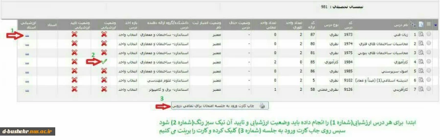 نحوه چگونگی ارزشیابی استاد و دریافت کارت ورود به جلسه 2