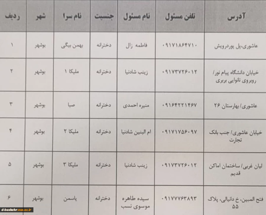 اطلاعیه خوابگاه های دانشجویی(خوابگاه خودگردان) 2